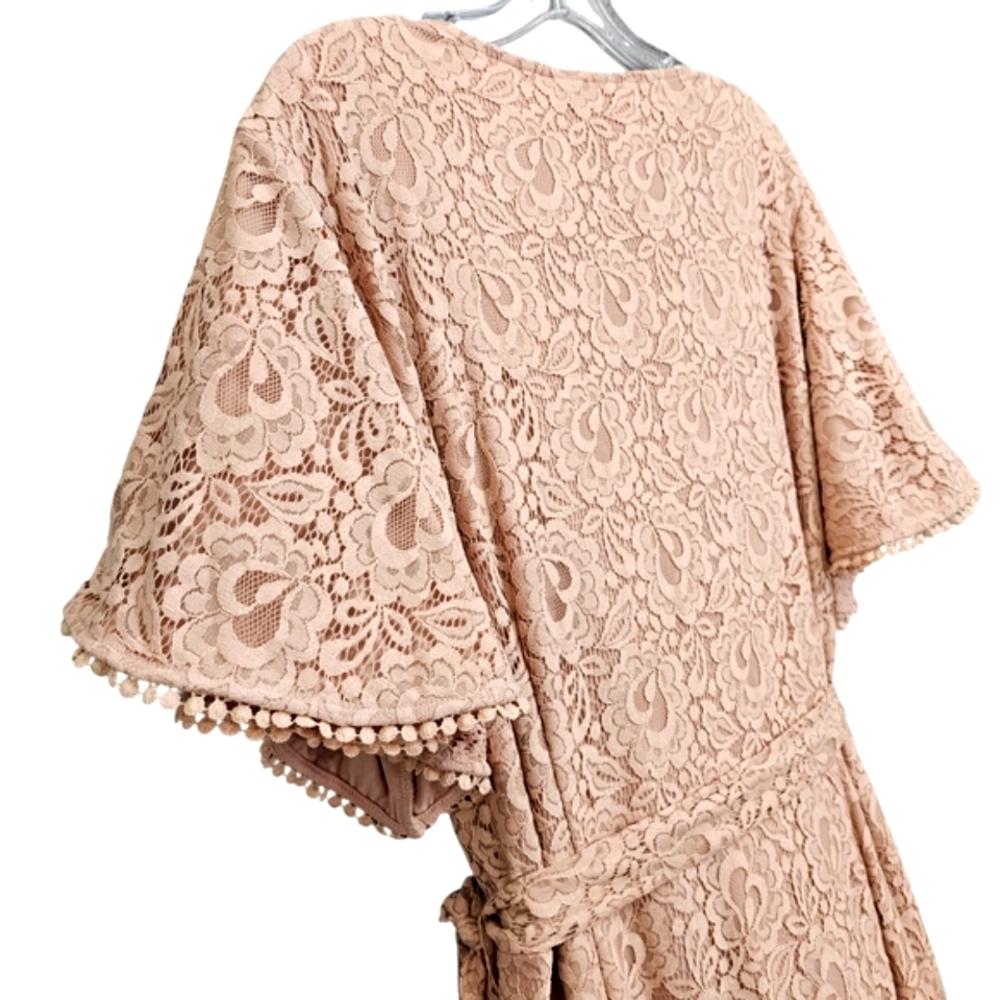 Nwt City Chic Sweet Luv Rose Quartz Lace Flutter Sleeve Vneck Knit Ruffle Dress - Picture 12 of 17